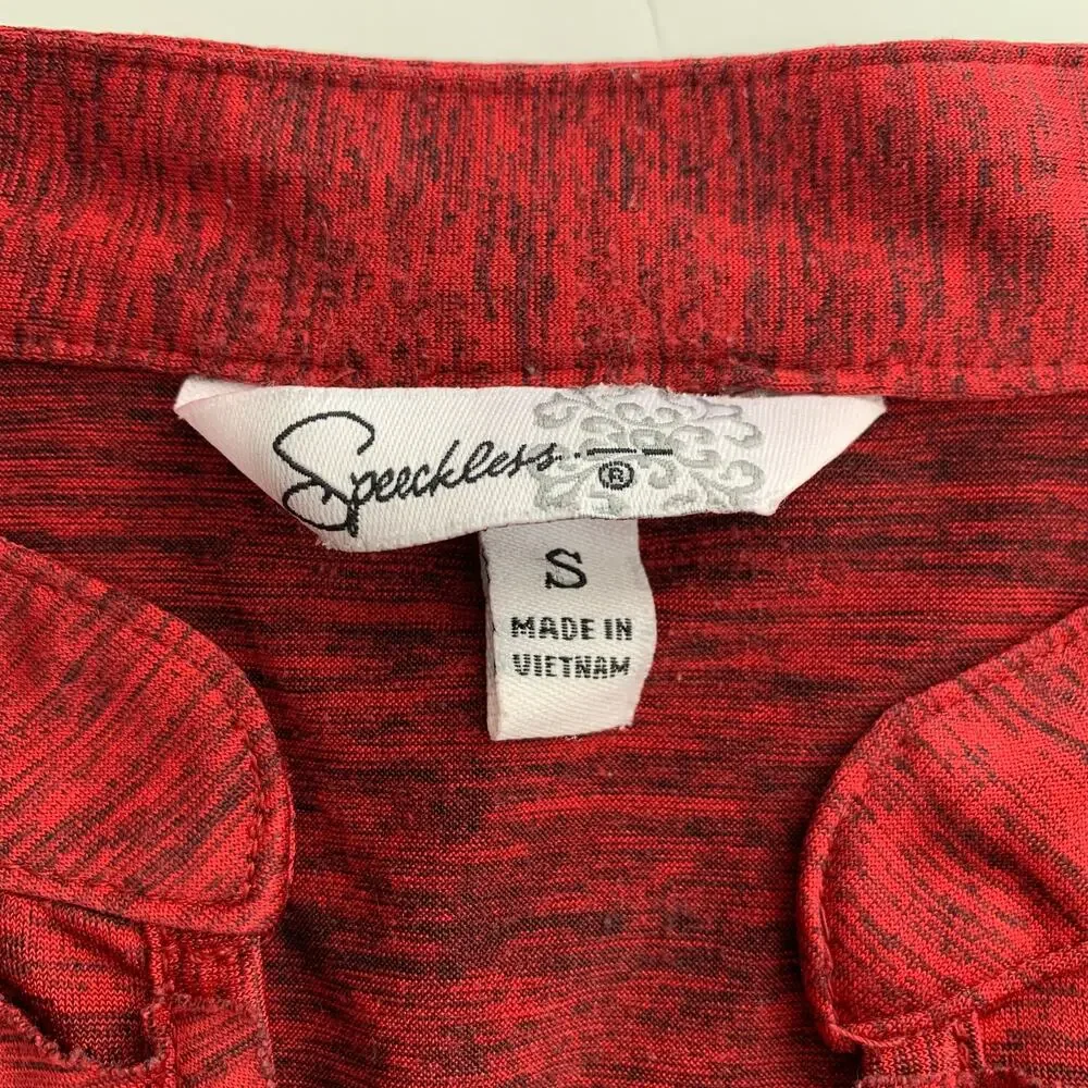 SPECKLESS Red Short Sleeve Ruffle Mini Dress Small - Picture 6 of 9